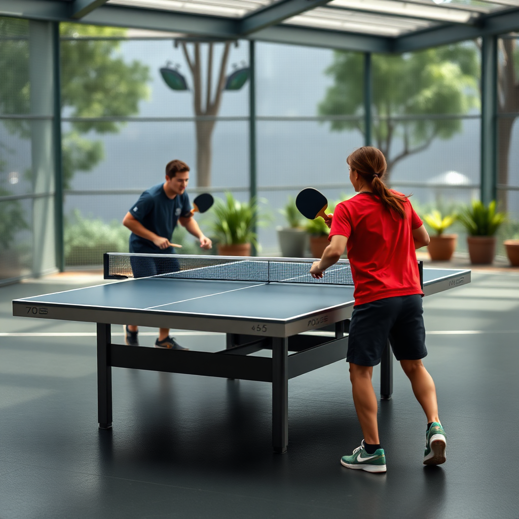 Tênis de mesa: como adaptar espaço para tênis de mesa — cena realista de tênis de mesa