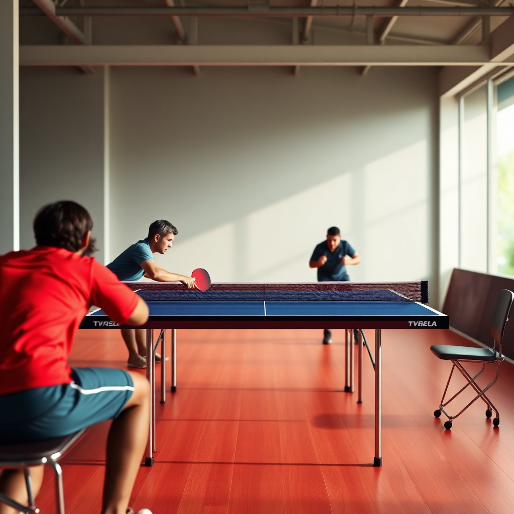 Tênis de mesa: altura da rede do tênis de mesa — cena realista de tênis de mesa