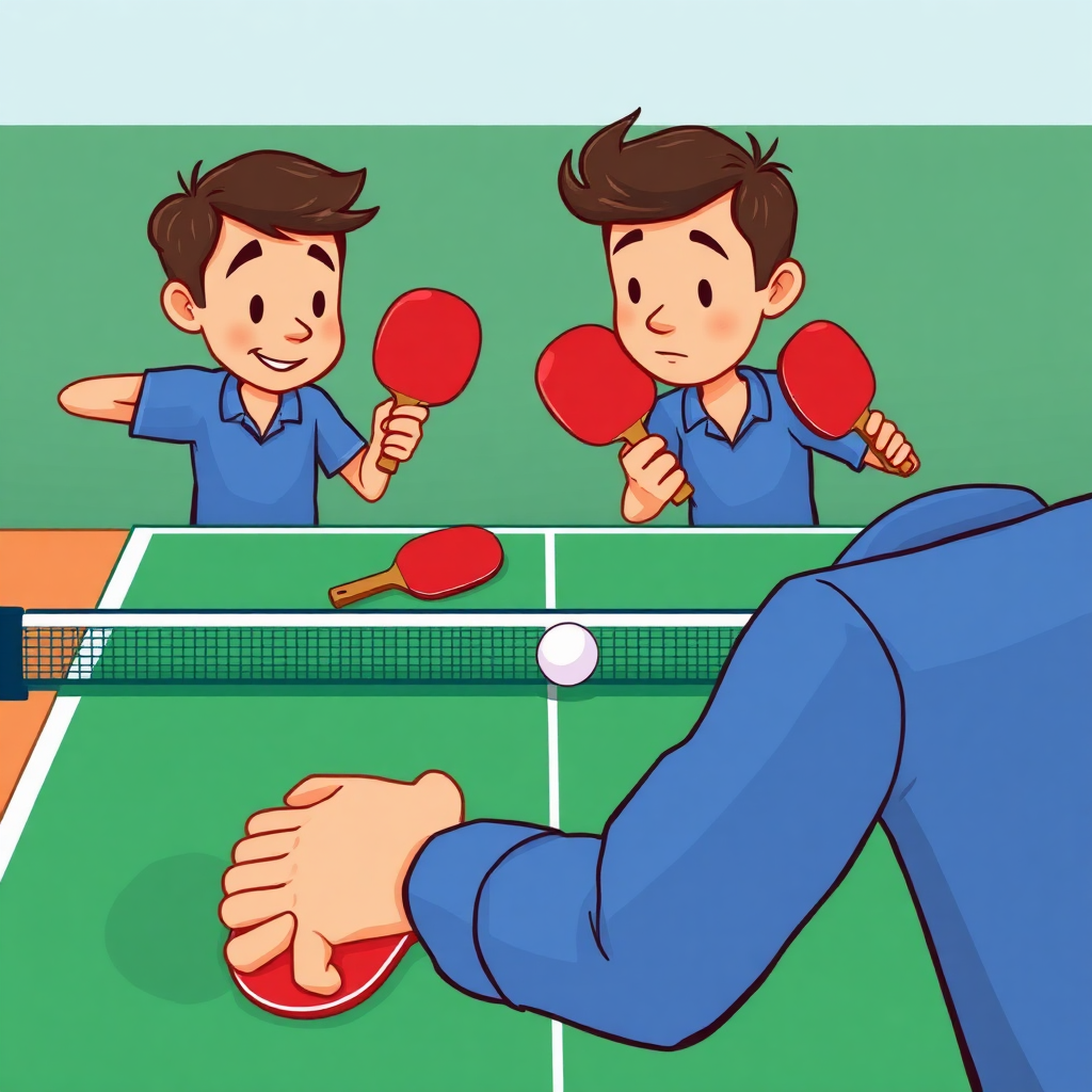 Tênis de mesa: como analisar o adversário no tênis de mesa — capa ilustrada do tema (cartoon)