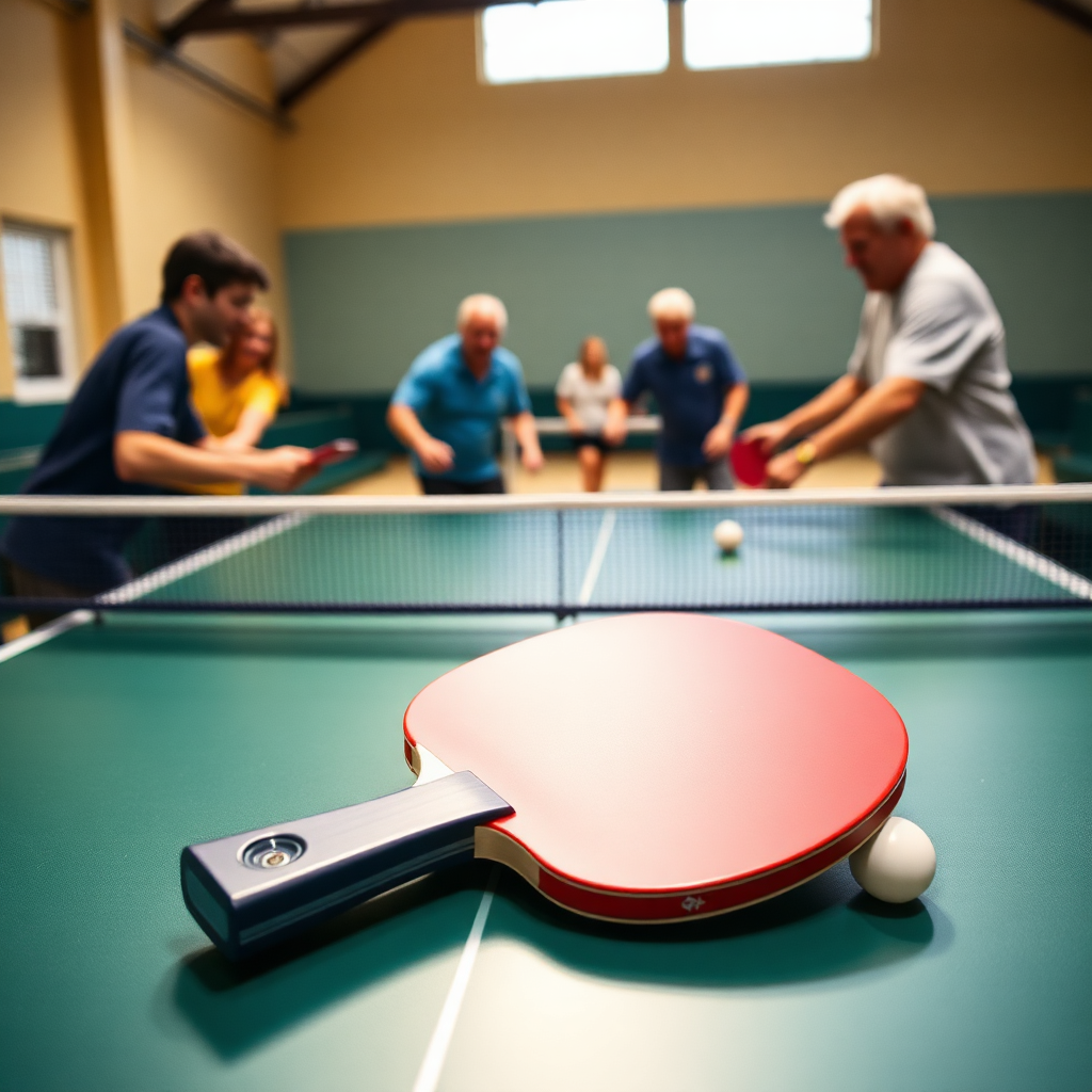 Tênis de mesa: benefícios do tênis de mesa para a saúde — cena realista de tênis de mesa