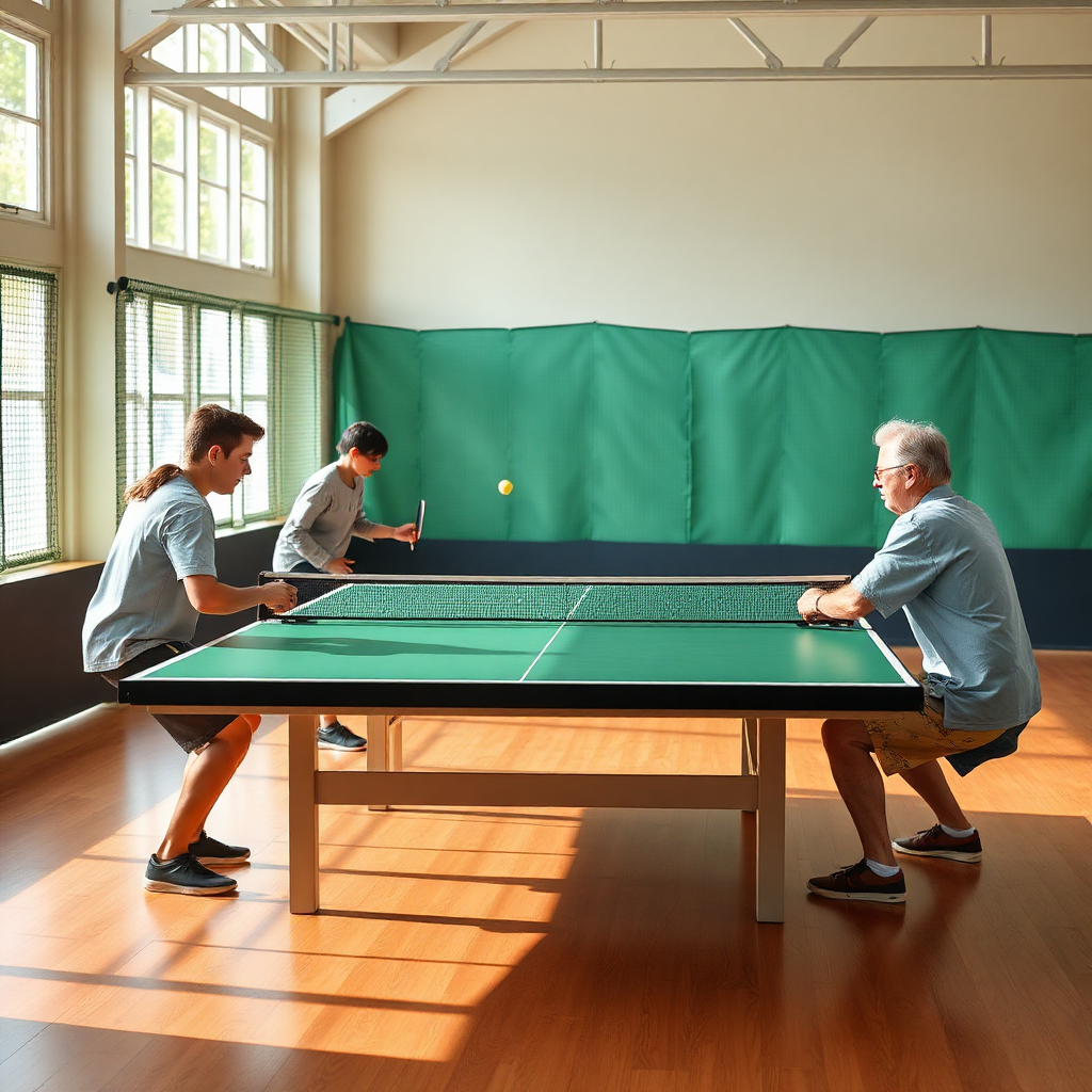 Tênis de mesa: benefícios do tênis de mesa para a saúde — cena realista de tênis de mesa