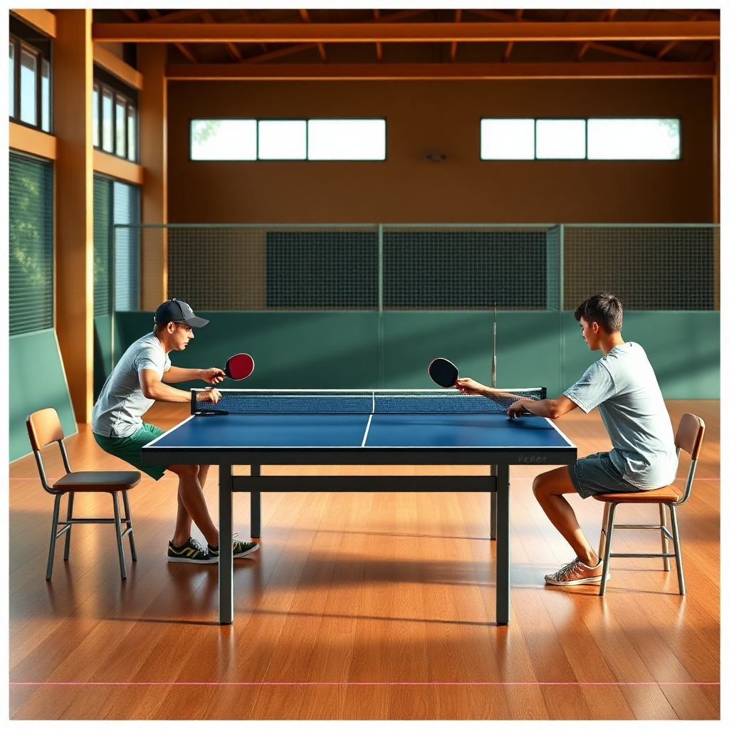 Tênis de mesa: como evitar lesões no tênis de mesa — cena realista de tênis de mesa