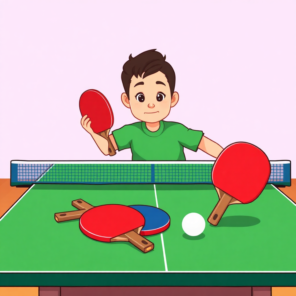 Tênis de mesa: como melhorar o saque no tênis de mesa — capa ilustrada do tema (cartoon)