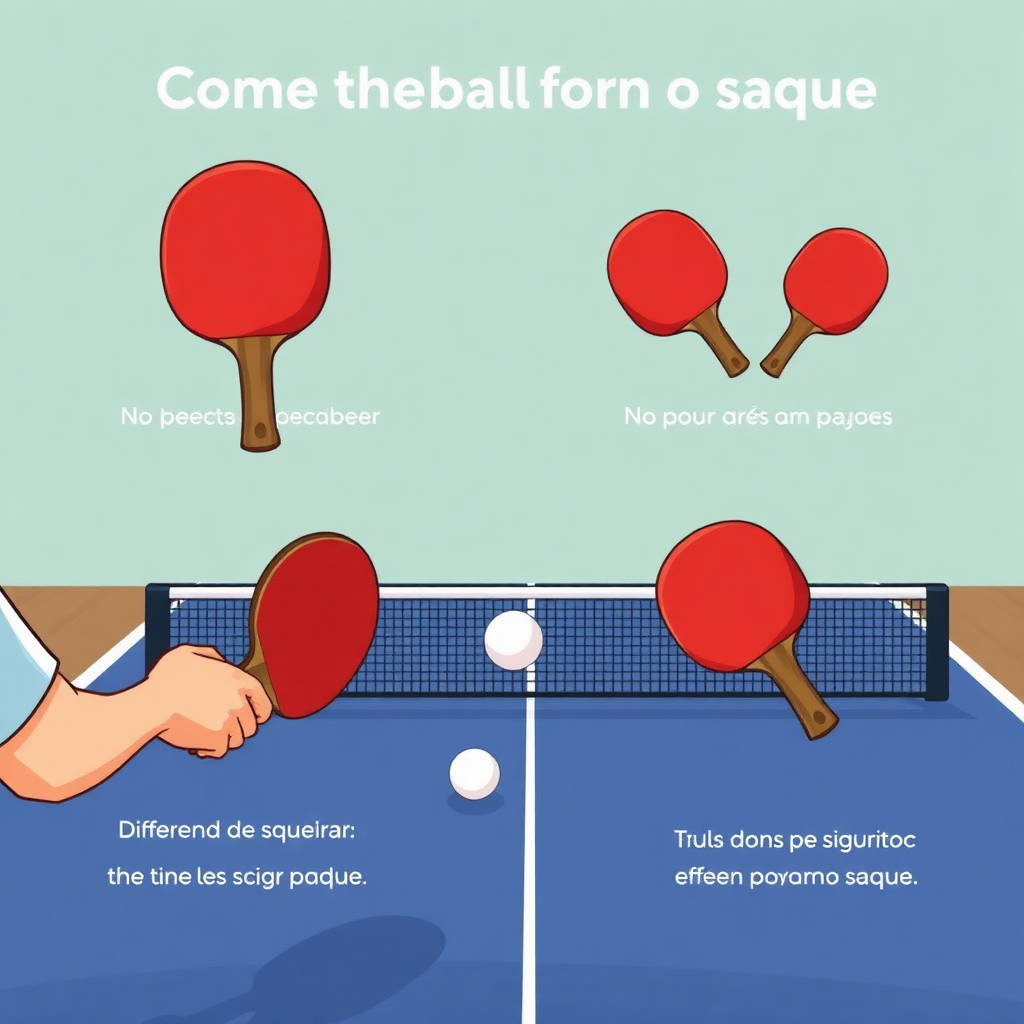 Tênis de mesa: como melhorar o saque no tênis de mesa — cena de prática (cartoon)