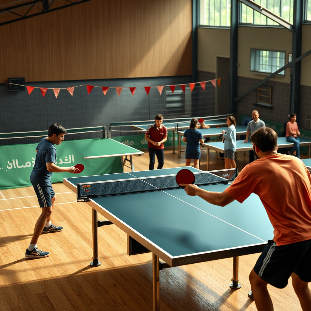 Tênis de mesa: como organizar torneio de tênis de mesa — cena realista de tênis de mesa