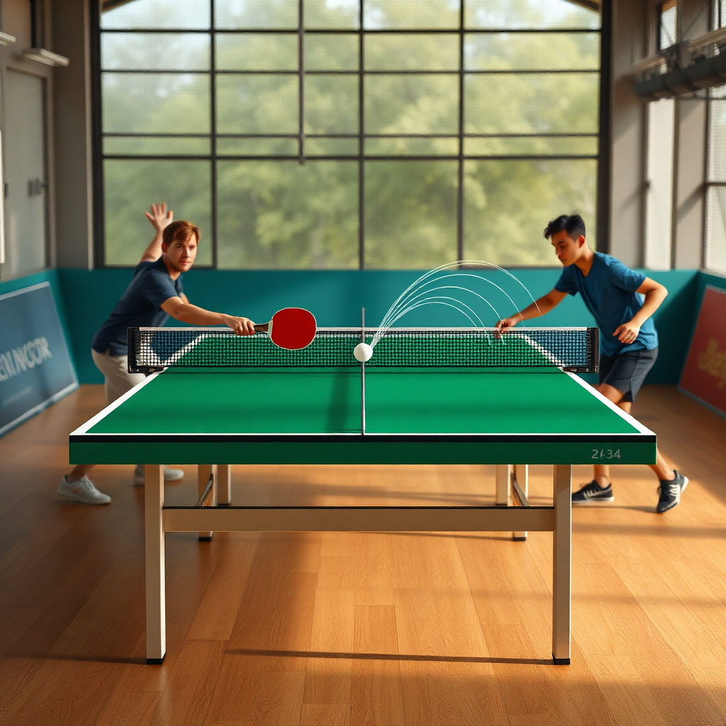 Tênis de mesa: treinar efeitos no tênis de mesa — cena realista de tênis de mesa
