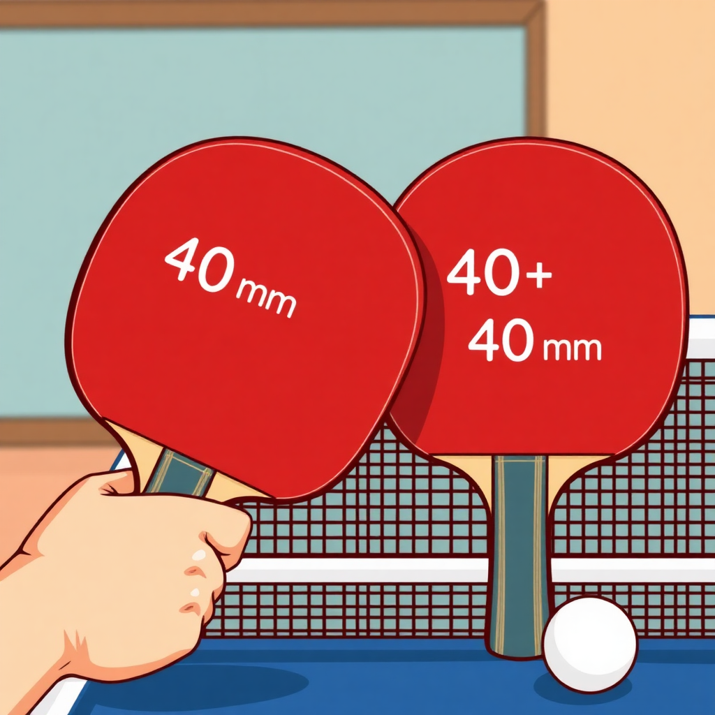 Tênis de mesa: diferenças entre bolas de tênis de mesa — cena de prática (cartoon)
