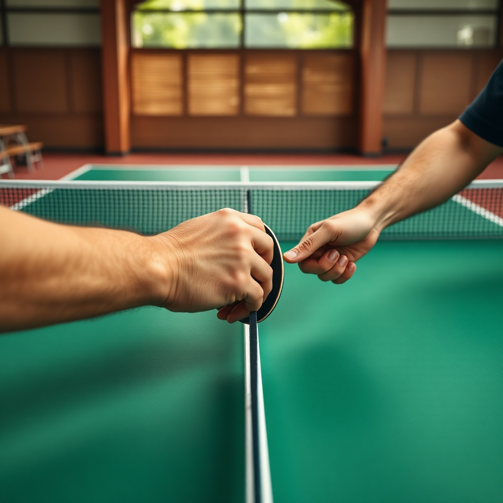 Tênis de mesa: empunhadura clássica tênis de mesa — cena realista de tênis de mesa