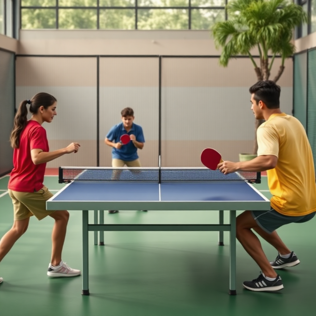 Tênis de mesa: empunhadura clássica tênis de mesa — cena realista de tênis de mesa