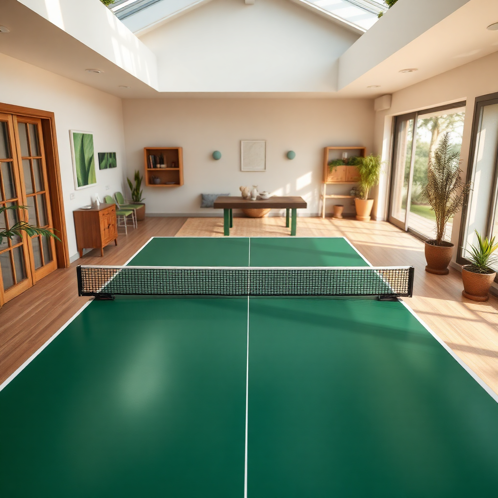 Tênis de mesa: espaço para jogar tênis de mesa em casa — cena realista de tênis de mesa