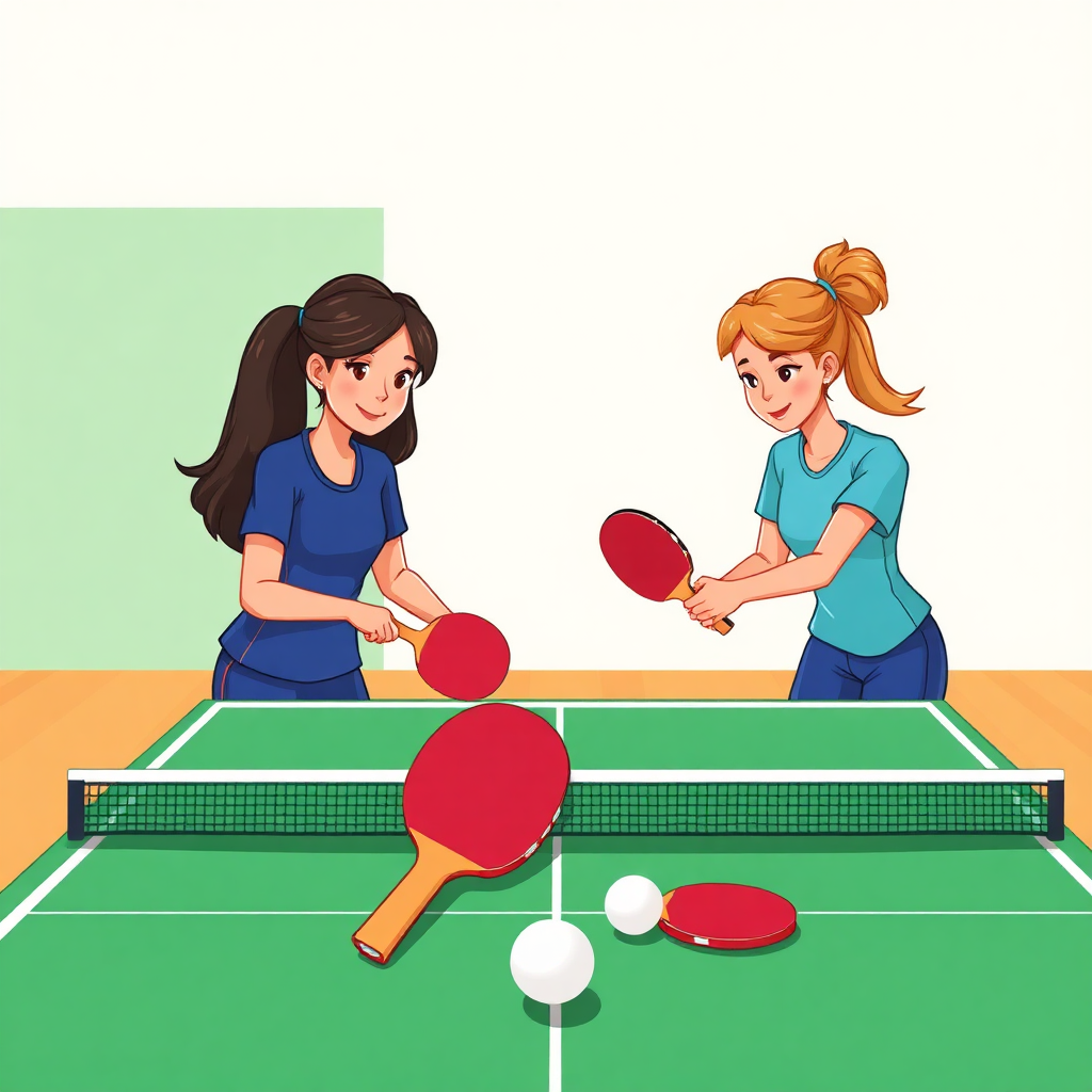 Tênis de mesa: fundamentos do treinamento de tênis de mesa — capa ilustrada do tema (cartoon)