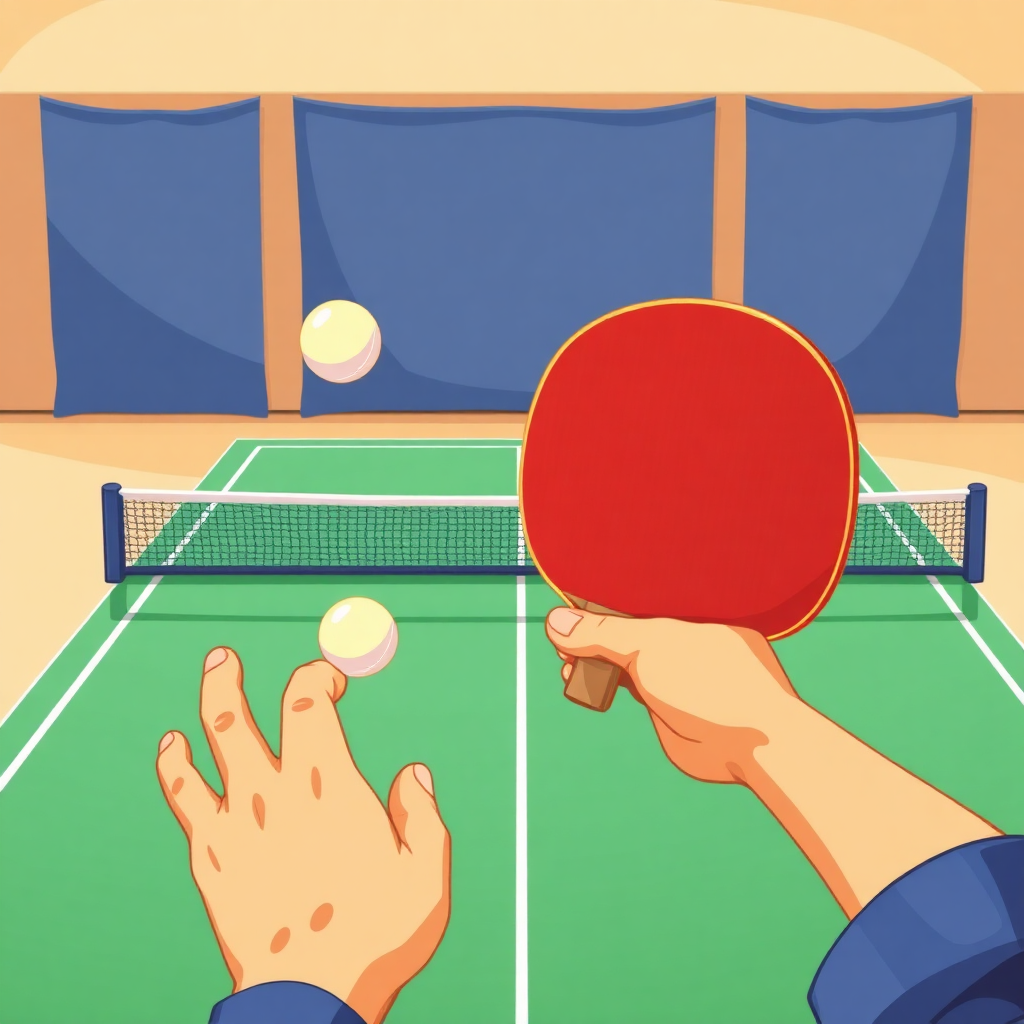 Tênis de mesa: fundamentos do treinamento de tênis de mesa — cena de prática (cartoon)