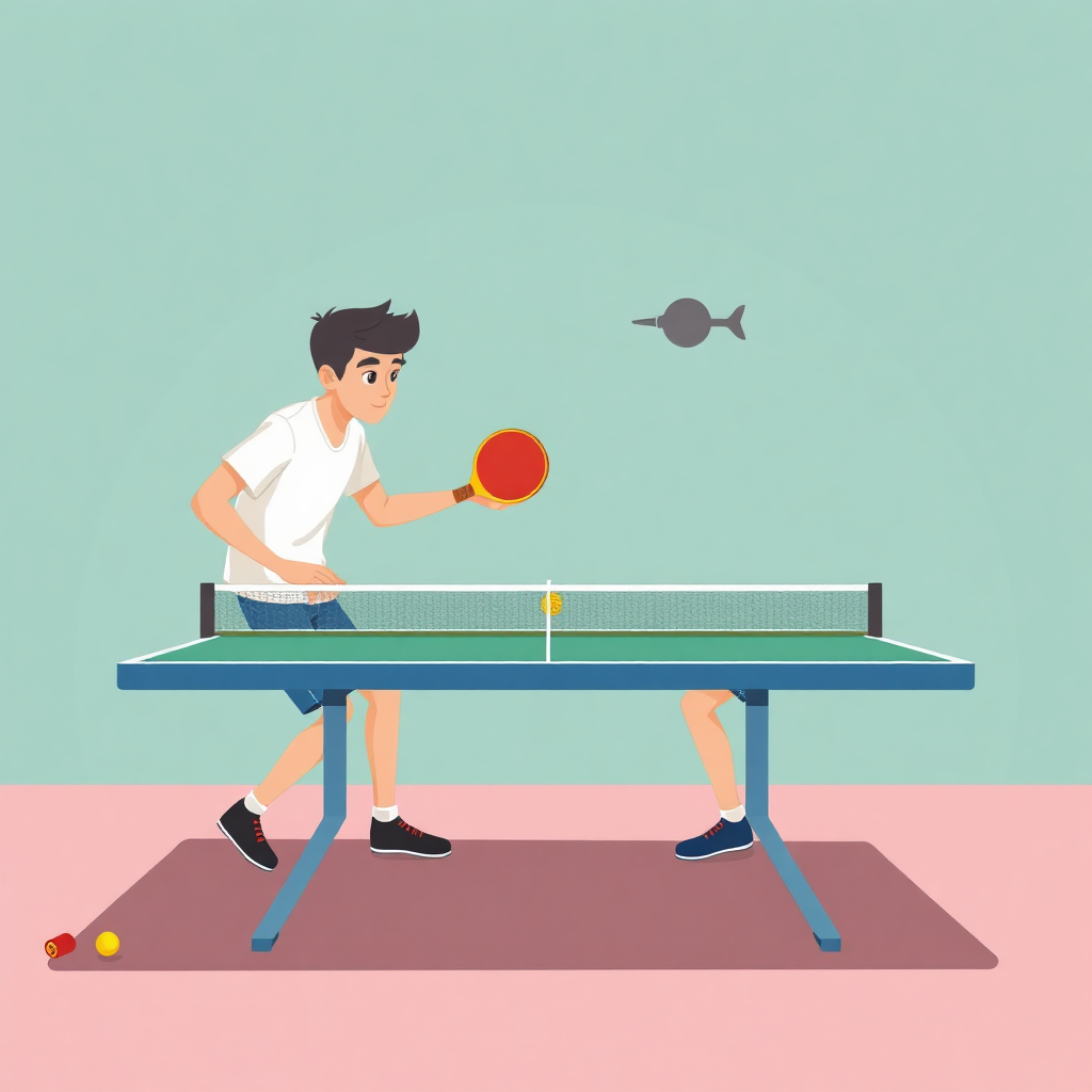 Tênis de mesa: tênis de mesa — equipamentos (cartoon)