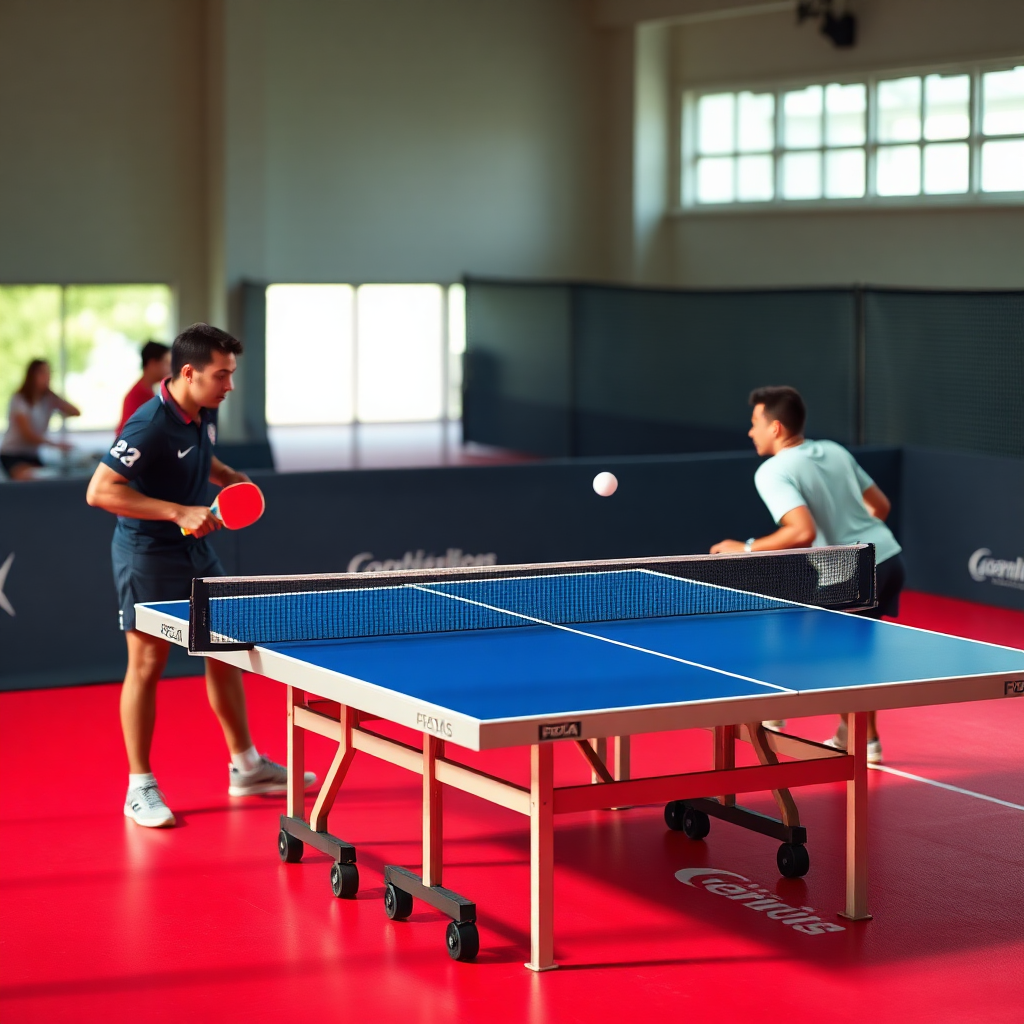 Tênis de mesa: tipos de saques no tênis de mesa — cena realista de tênis de mesa