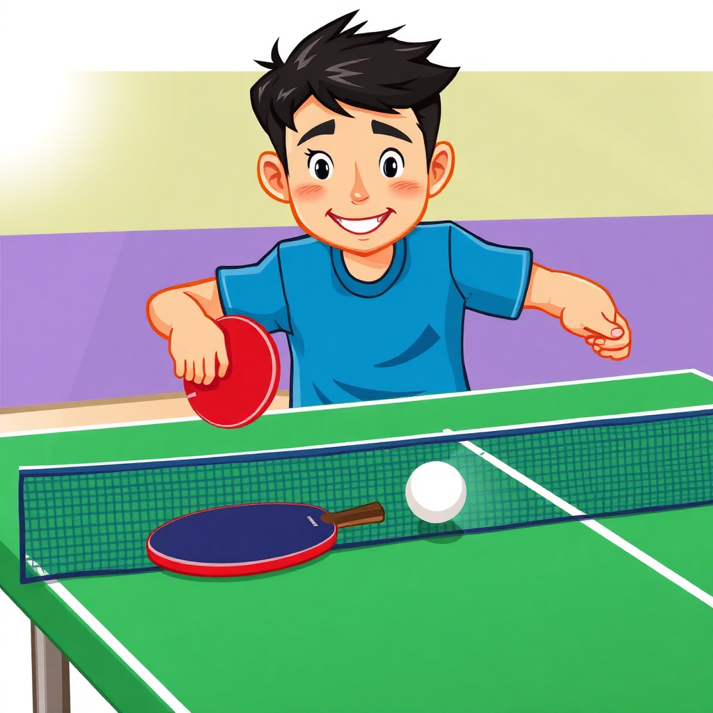 Tênis de mesa: movimentação no tênis de mesa — capa ilustrada do tema (cartoon)