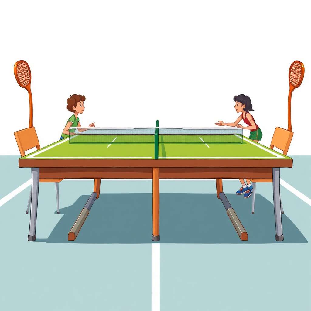 Tênis de mesa: regras do tênis de mesa — capa ilustrada do tema (cartoon)