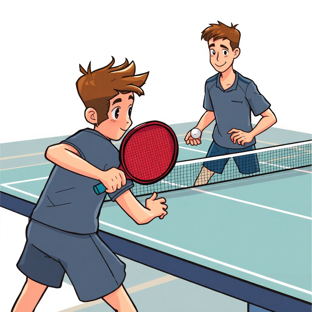 Principais Regras do Tênis de Mesa: O Que Todo Jogador Precisa Saber 3 Tênis de mesa: regras do tênis de mesa — cena de prática (cartoon)