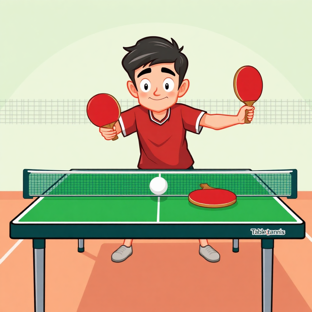 Tênis de mesa: técnicas de tênis de mesa — capa ilustrada do tema (cartoon)