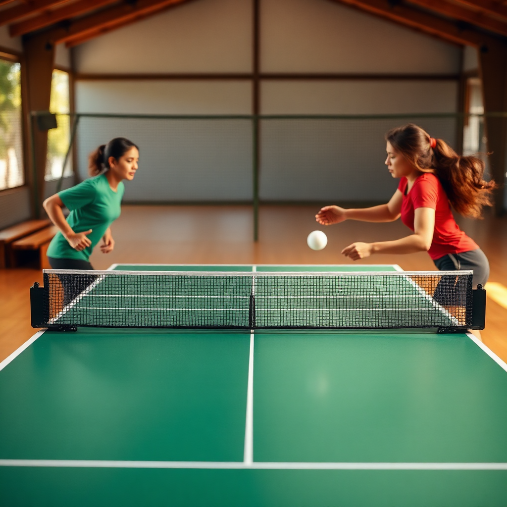 Entenda a importância do tempo de reação no tênis de mesa e como treinar 2 Tênis de mesa: tempo de reação tênis de mesa — cena realista de tênis de mesa