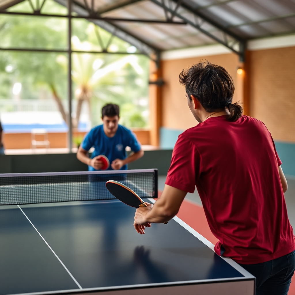 Tênis de mesa: tênis de mesa e saúde mental — cena realista de tênis de mesa