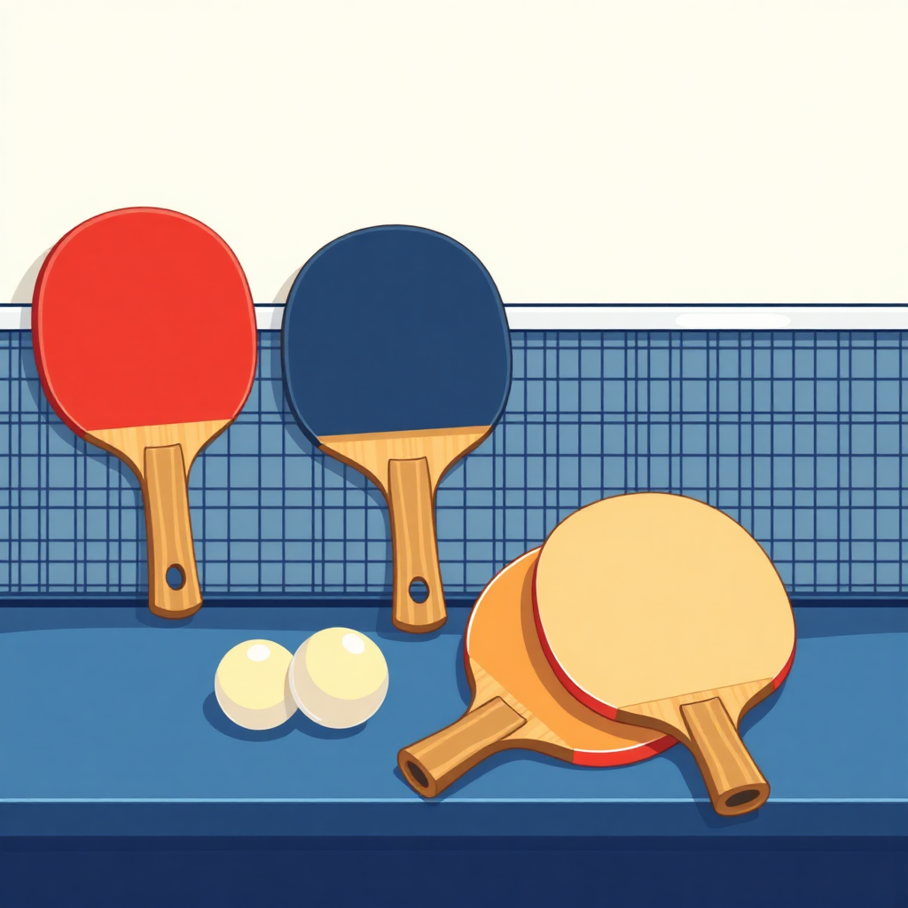 Tipos de Borracha para Tênis de Mesa: Características e Como Escolher 3 Tênis de mesa: tipos de borracha para tênis de mesa — equipamentos (cartoon)
