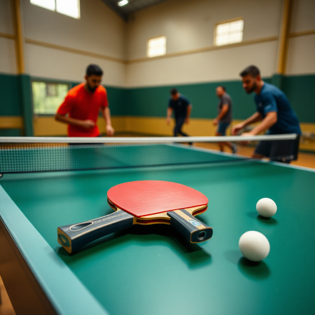 Tênis de mesa: preparação mental no tênis de mesa — cena realista de tênis de mesa