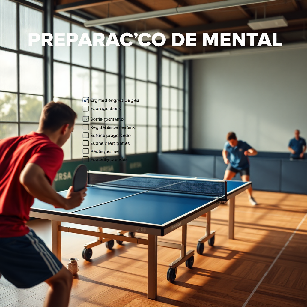 Tênis de mesa: preparação mental no tênis de mesa — cena realista de tênis de mesa