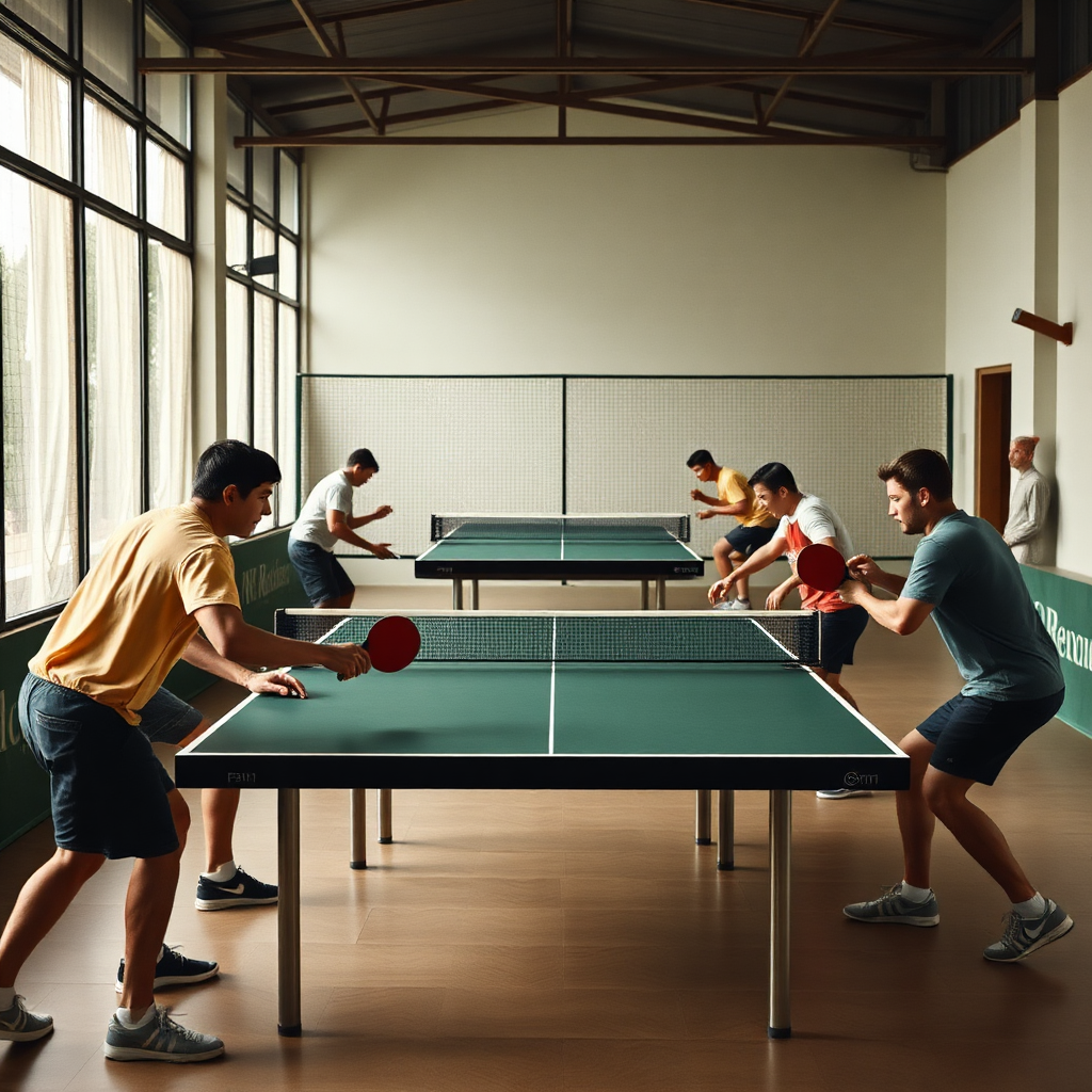 Tênis de mesa: jogadas clássicas no tênis de mesa — cena realista de tênis de mesa