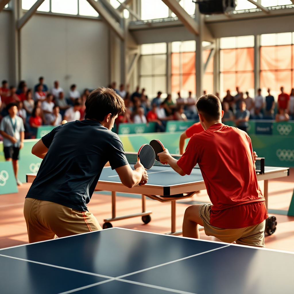 Tênis de mesa: tênis de mesa nas Olimpíadas — cena realista de tênis de mesa